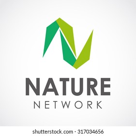 Nature network leaf connection abstract vector logo design template natural business icon company identity symbol concept