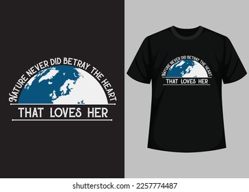 Nature Never Did Betray The Heart, That Loves Her. Happy Earth Day print graphic design template. Earth day environmental protection. Vector and Illustration Elements for a Printable Products.