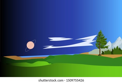 Nature Night Scene Illustration Vector