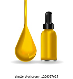 Nature oil drop and oil bottle vector.