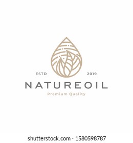 Nature Oil / Droplet Tropical Leaves Logo Template