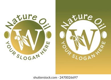 nature olive design with letter w modern concept