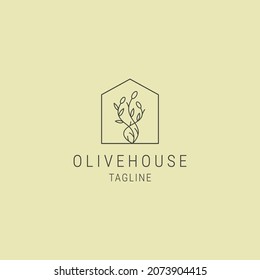 Nature olive house line logo design