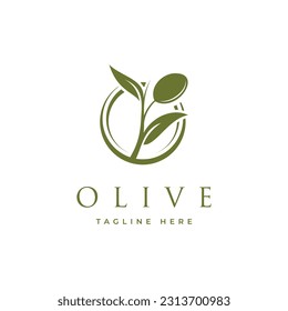 Nature olive oil plant, olive leaf flower logo design vector