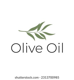 Planta de aceite de oliva natural, vector de diseño del logotipo de la flor de hoja de oliva