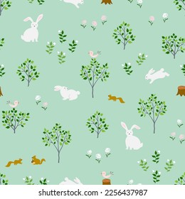 Nature on springtime seamless pattern for decorative,kid product,fabric,textile,print or wallpaper,vector illustration
