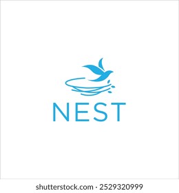 nature organic bird nest vector logo, freedom bird flying from nest design template