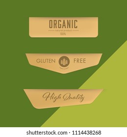 nature and organic label and tag banner. paper badges design.