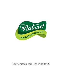 Nature Organic Product Label Design. Label Food Vector