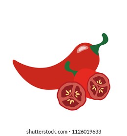 Nature organic vegetable Red jalapeno pepper, healthy vector colorful food vegetable spice ingredient.