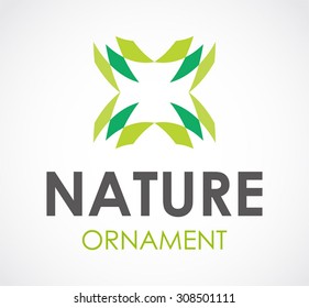 Nature ornament green geometric abstract vector logo design template business natural icon art ecology bio company identity symbol concept