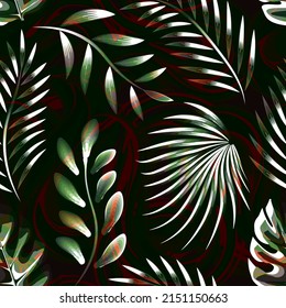 Nature ornament seamless pattern on abstract background for textile, fabric, wallpaper, surface design. Vector design. Flat jungle print. tropical plants foliage seamless pattern. Summer designs