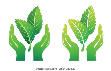 Nature is in our hands. Ecology illustration. Vector illustration isolated on white background.