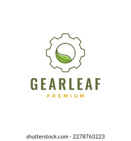 nature outdoor leaves leaf service gear abstract logo design vector