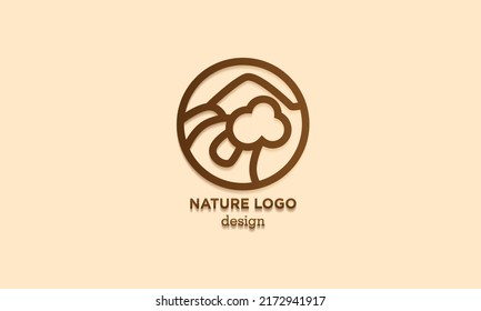 nature outdoor logo vector design, circle element with hand touch flower