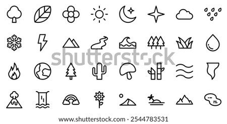 nature outline icon set. icon vector collection.