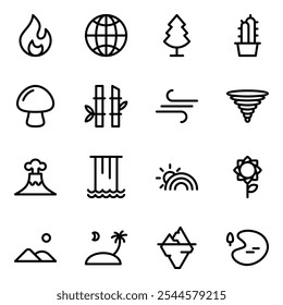 Nature outline icon vector set design template