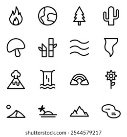 Nature outline icon vector set design template