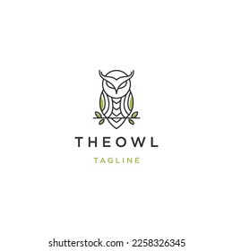 Nature owl logo icon design template flat vector