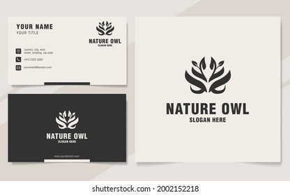 Nature owl logo template on monogram style