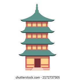 Nature pagoda icon cartoon vector. Chinese building. City temple