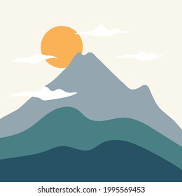 Nature painting in vector form with pastel colors