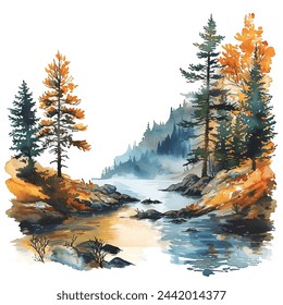 nature painting watercolour vector illustration for background