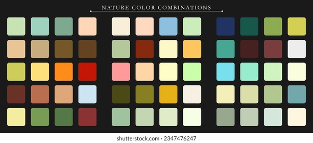 Nature palette. Trend color palette guide template. An example of a color palette. Forecast of the future color trend. Match color combinations. Vector graphics. Eps 10.
