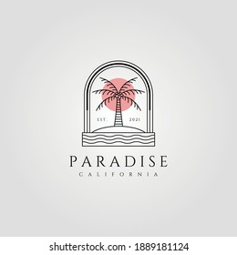 nature palm tree logo vector coconut line art minimalist emblem illustration design