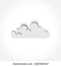 nature panorama with white cloud icon symbol concept. Vector flat cartoon illustration
