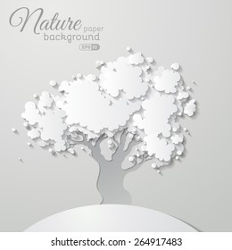 Nature paper background. Vector tree on paper background. 