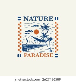 Nature Paradise scenery sunset vector graphic design