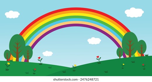 Nature Park  Background With Rainbow