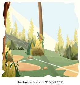 Nature. Park. The forest. Cartoon vector illustration. Landscape without people. Background image. Lifestyle. 