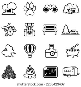Nature Park Icons. Line With Fill Design. Vector Illustration.