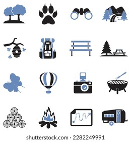 Nature Park Icons. Two Tone Flat Design. Vector Illustration.