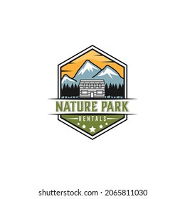 nature park logo design,emblems,recreation,outdoor logo,cabins rental template vector