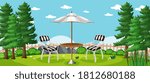 Nature park picnic empty scene illustration
