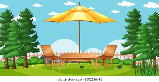 Nature park picnic empty scene illustration