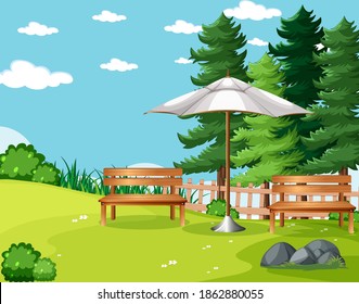 Nature park picnic empty scene illustration