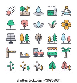 Nature, Park, Plants, Trees Vector Icons 3