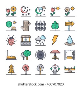 Nature, Park, Plants, Trees Vector Icons 2