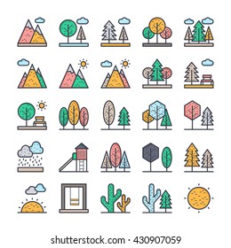 Nature, Park, Plants, Trees Vector Icons 1