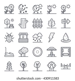 Nature, Park, Plants, Trees Vector Icons 2