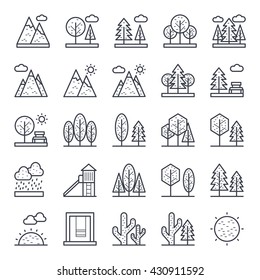 Nature, Park, Plants, Trees Vector Icons 1