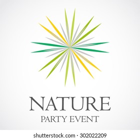 Nature party flower abstract vector logo design template business green event icon eco company symbol concept