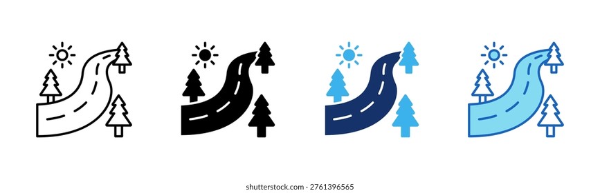 Nature Pathway icon set multiple style collection