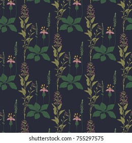 Nature pattern background with floral elements.	
