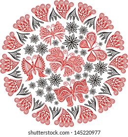 Nature pattern background flowers butterflies vector illustration