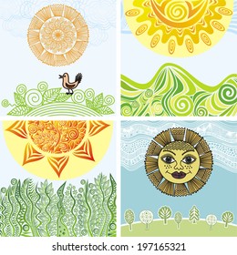 Nature pattern background sun set vector illustration